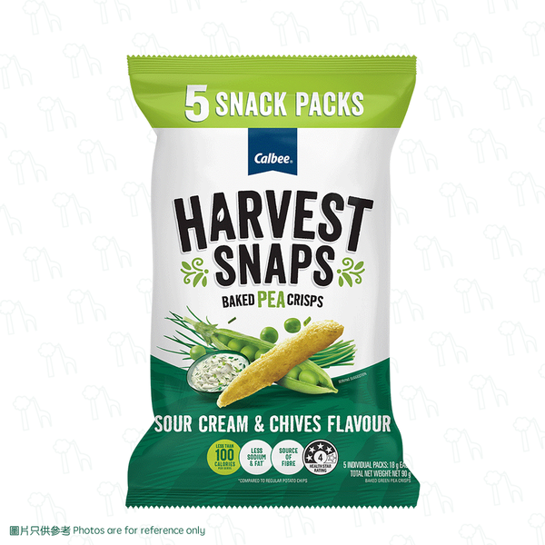 【澳洲點心】Calbee Harvest Snaps - 酸奶油和香蔥味豌豆脆條五小包裝（@18克）