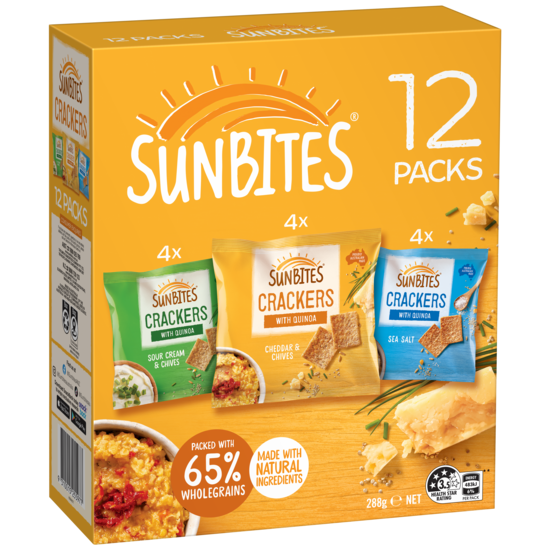 【Surprise Sets】Sunbites - Sea Salt, Cheddar & Chives and Sour Cream & Chives Quinoa Crackers 3packs (@24g) 